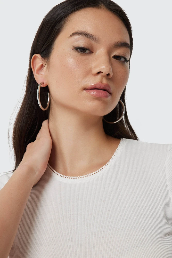 Ardene Tube Hoop Earrings in Silver | Stainless Steel