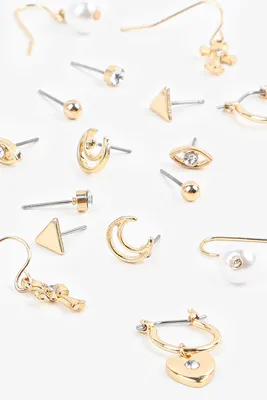 Ardene Pack of Assorted Gold Tone Earrings | Stainless Steel