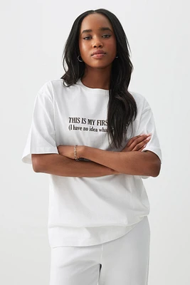 Ardene Oversized Graphic T-Shirt in Coconut Bliss | Size | Cotton | Eco-Conscious