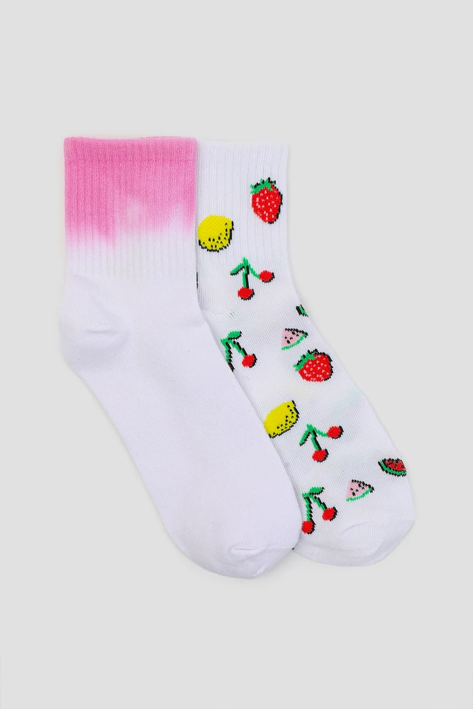 Ardene 2-Pack of Fruit Demi Crew Socks | Polyester/Spandex