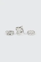 Ardene 3-Pack Twist & Heart Rings in Silver | Size