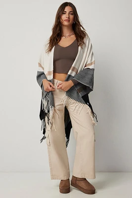 Ardene Big Stripe Shawl in Beige | Polyester