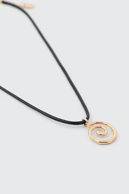 Ardene Cord Necklace with Swirl Pendant in Gold