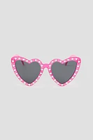 Ardene Embellished Heart Shaped Sunglasses in Pink