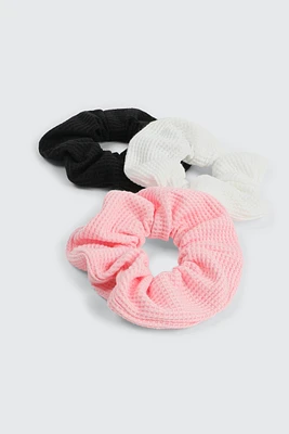 Ardene 3-Pack Jersey Rib Scrunchies in Light Pink