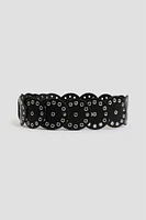 Ardene Grommet Disc Belt in Black | Faux Leather