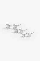 Ardene Square Cubic Zirconia Stud Earrings in Silver | Stainless Steel