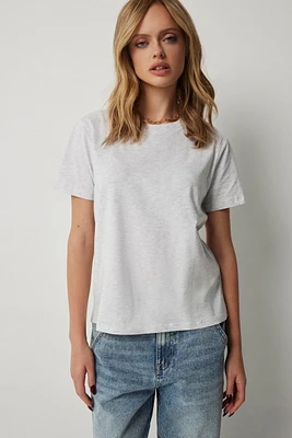 Ardene Basic Relaxed T-Shirt in Light Grey | Size | Cotton/Elastane | Eco-Conscious