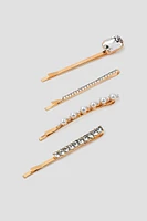 Ardene 4-Pack Embellished Hair Clips in Gold