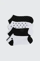 Ardene 4-Pack Polka Dot & Heart Ankle Socks in Black | Polyester/Spandex