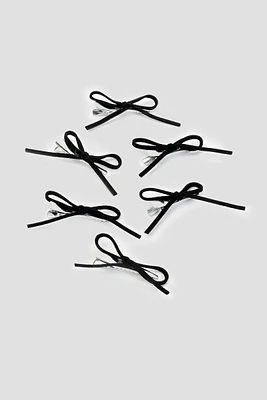 Ardene 6-Pack of Bow Clips in Black
