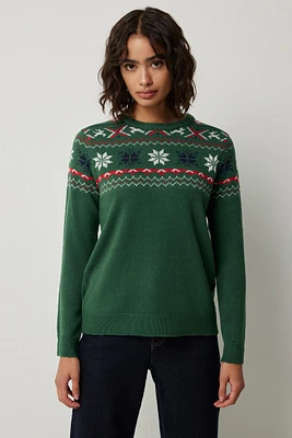 Ardene Ugly Christmas Sweater in Dark Green | Size | 100% Acrylic