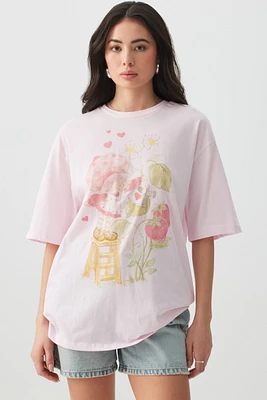 Ardene Oversized Strawberry Shortcake T-Shirt in Light Pink | Size | 100% Cotton