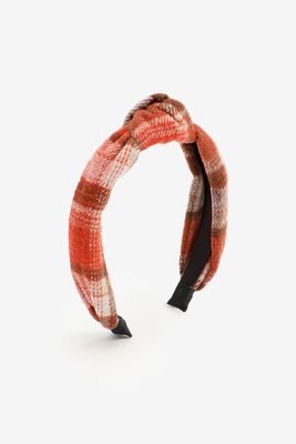 Ardene Plaid Knotted headband in Orange | Polyester