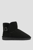 Ardene Faux Sheepskin Boots with Buckle in | Size | Faux Suede | Eco-Conscious | Microfiber