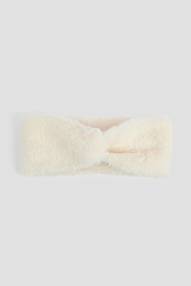 Ardene Faux Fur Twist Headband in White | Polyester