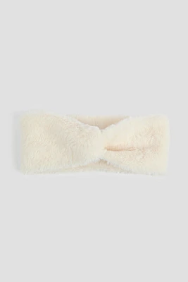 Ardene Faux Fur Twist Headband in White | Polyester