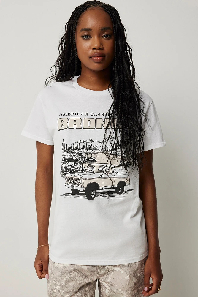 Ardene Oversized Bronco T-Shirt in White | Size | 100% Cotton