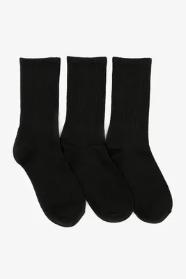 Ardene Man Pack of Solid Crew Socks For Men in Black | Polyester/Spandex