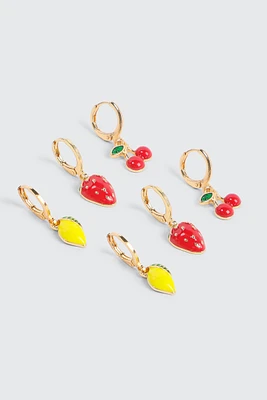 Ardene 3-Pack Fruit Hoop Earring | Stainless Steel