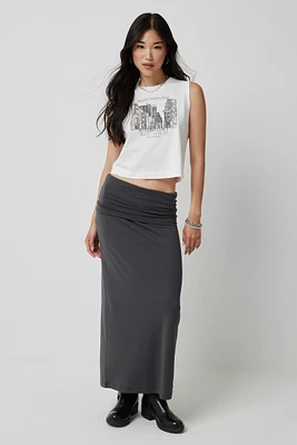 Ardene Two-Way Super Soft Maxi Skirt in Dark Grey | Size | Polyester/Spandex