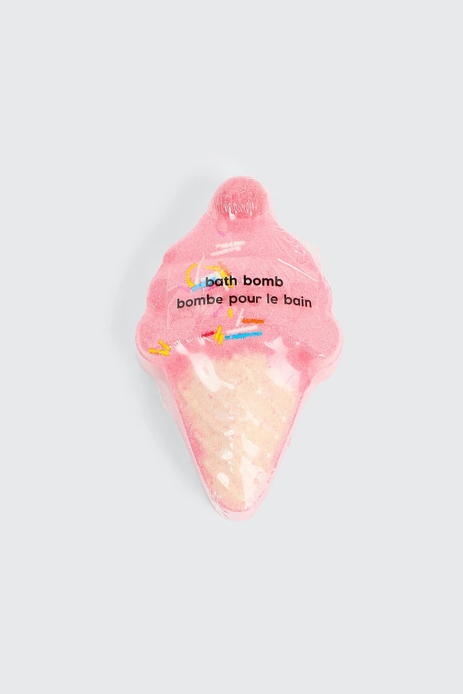 Ardene Ice Cream Cone Bath Bomb in Light Pink