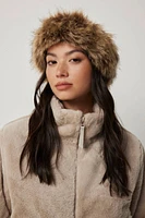 Ardene A.C.W. Faux Fur Headband in Beige | Polyester