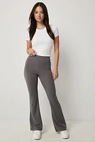 Ardene Flare Crepe Knit Pants in Dark Grey | Size | Polyester/Spandex