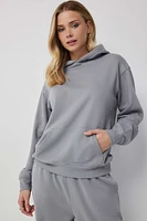 Ardene Solid Hoodie in Grey | Size | Polyester/Cotton | Fleece-Lined | Eco-Conscious