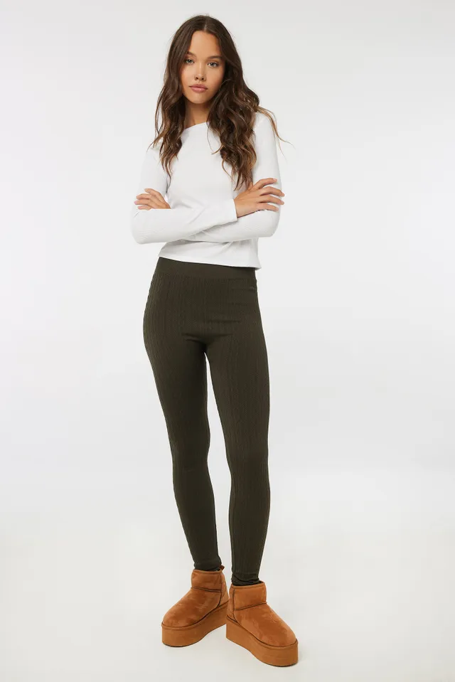 Ardene Pintuck Leggings with Slimming Waistband in Light Grey, Size Small, Polyester/Spandex