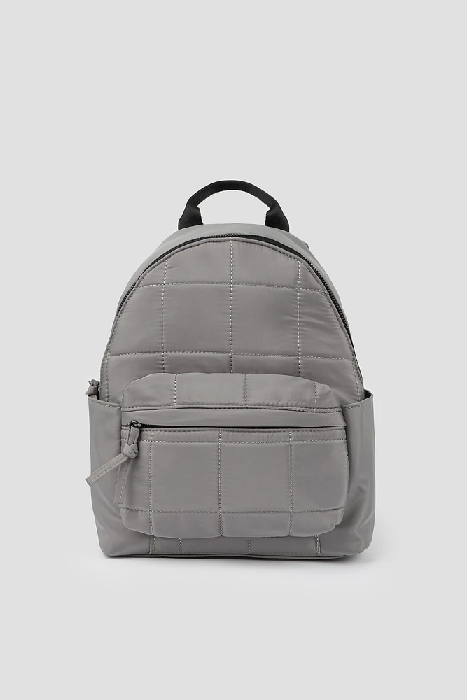 Ardene Nylon Quilted Backpack in Grey | Polyester | Eco-Conscious