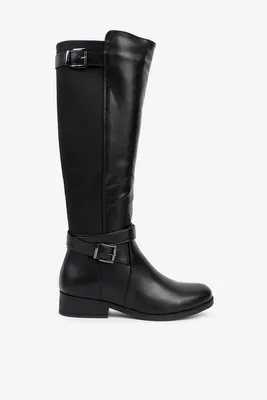 Ardene Riding Boots with Accent Buckles in | Size | Faux Leather/Rubber