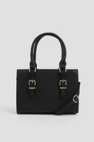 Ardene Buckle Tote Bag in Black | Faux Leather/Polyester | Eco-Conscious