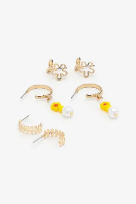 Ardene Pack of Daisy Earrings in Gold | Stainless Steel