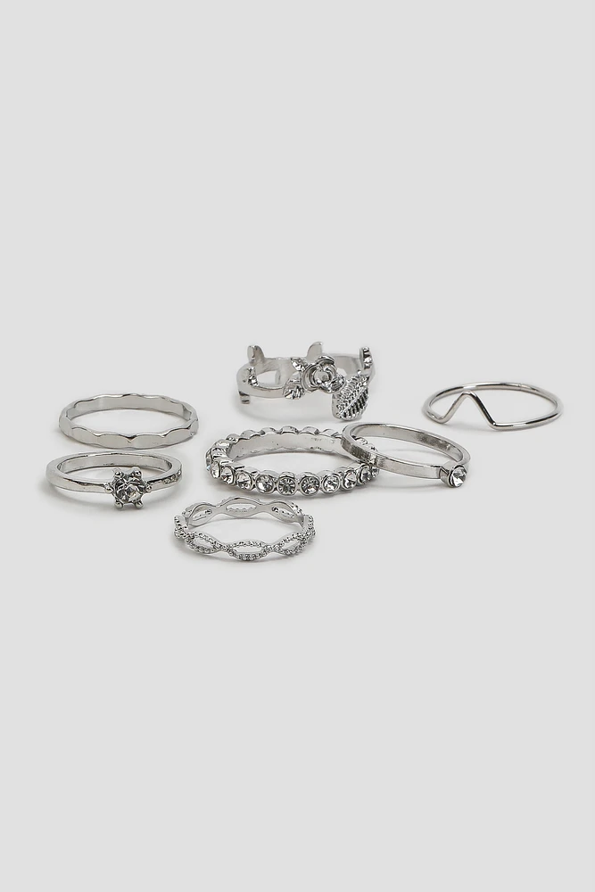 Ardene -Pack Assorted Rings in Silver | Size
