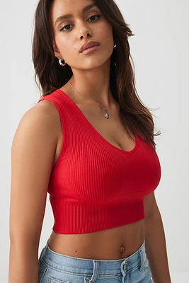 Ardene Basic Ultra Crop V-Neck Seamless Tank in | Size | Nylon/Elastane | Eco-Conscious