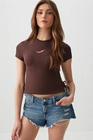 Ardene Side Bow Crop T-Shirt in | Size | Spandex/Cotton