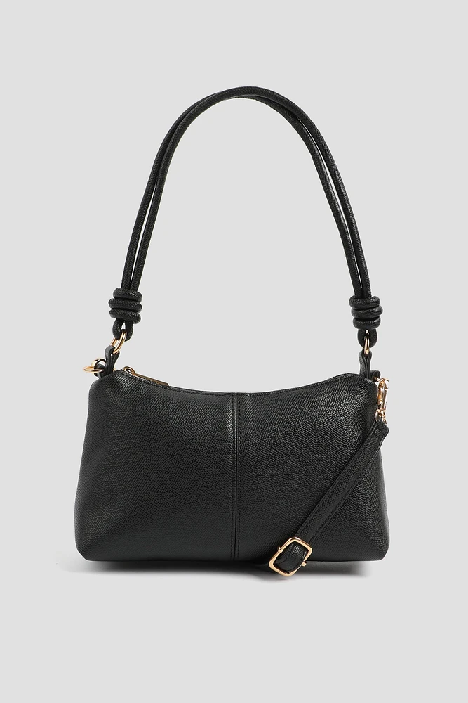 Ardene Knotted Handle Shoulder Bag in | 100% Recycled Polyester/Faux Leather | Eco-Conscious