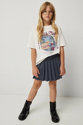 Ardene Kids Plaid Mini Pleated Skirt in Dark | Size | Polyester/Spandex/Viscose