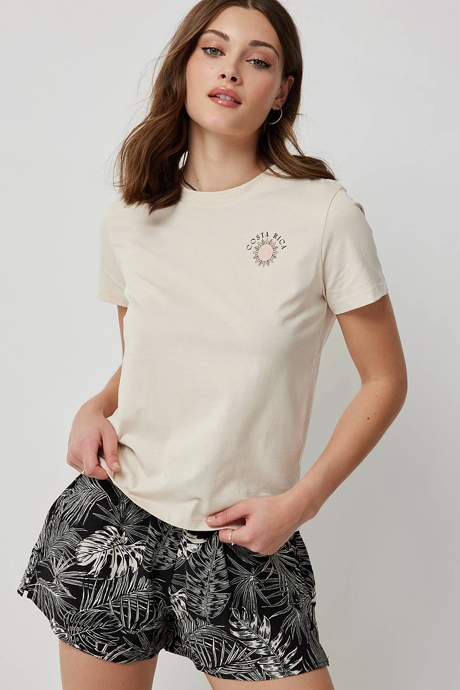 Ardene Classic Graphic T-Shirt in Beige | Size | Cotton | Eco-Conscious