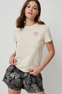 Ardene Classic Graphic T-Shirt in Beige | Size | Cotton | Eco-Conscious