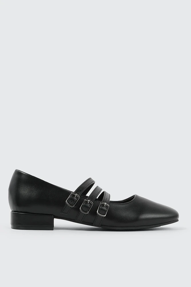 Ardene Triple Strap Mary Janes in | Size | Faux Leather | Eco-Conscious