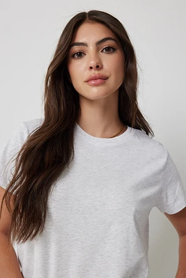 Ardene Basic Crop Short Sleeve T-Shirt in Light Grey | Size | Cotton/Elastane | Eco-Conscious