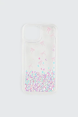 Ardene Bow & Glitter iPhone 13/14/15 Case in Clear