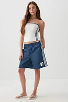 Ardene Side Stripe Midi Track Shorts in Dark Blue | Size | Nylon