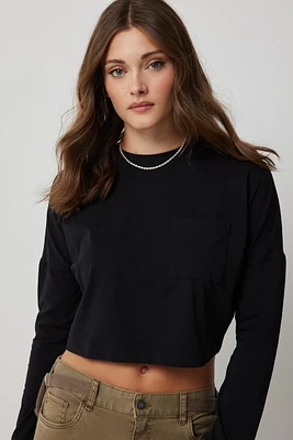 Ardene Basic Boxy Dolman Long Sleeve T-Shirt in | Size | Cotton/Elastane | Eco-Conscious