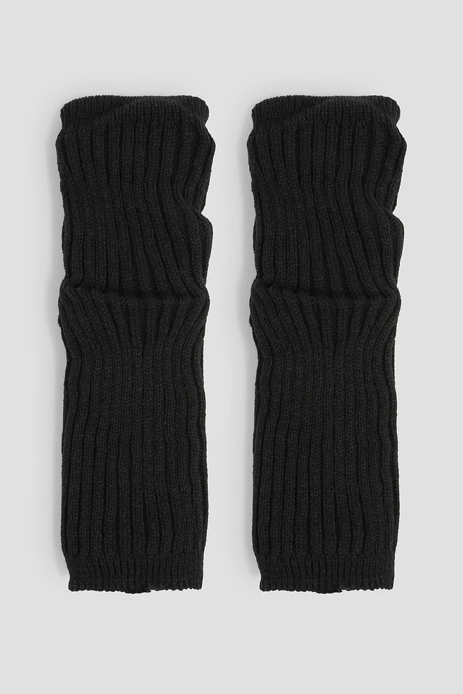 Ardene Ribbed Leg Warmers in Black | 100% Acrylic