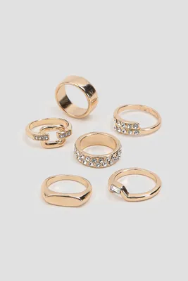 Ardene 6-Pack Embellished Gold Rings | Size