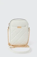 Ardene Quilted Phone Bag in White | 100% Recycled Polyester | Eco-Conscious