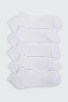 Ardene 5-Pack Sports Ankle Socks in White | Polyester/Spandex